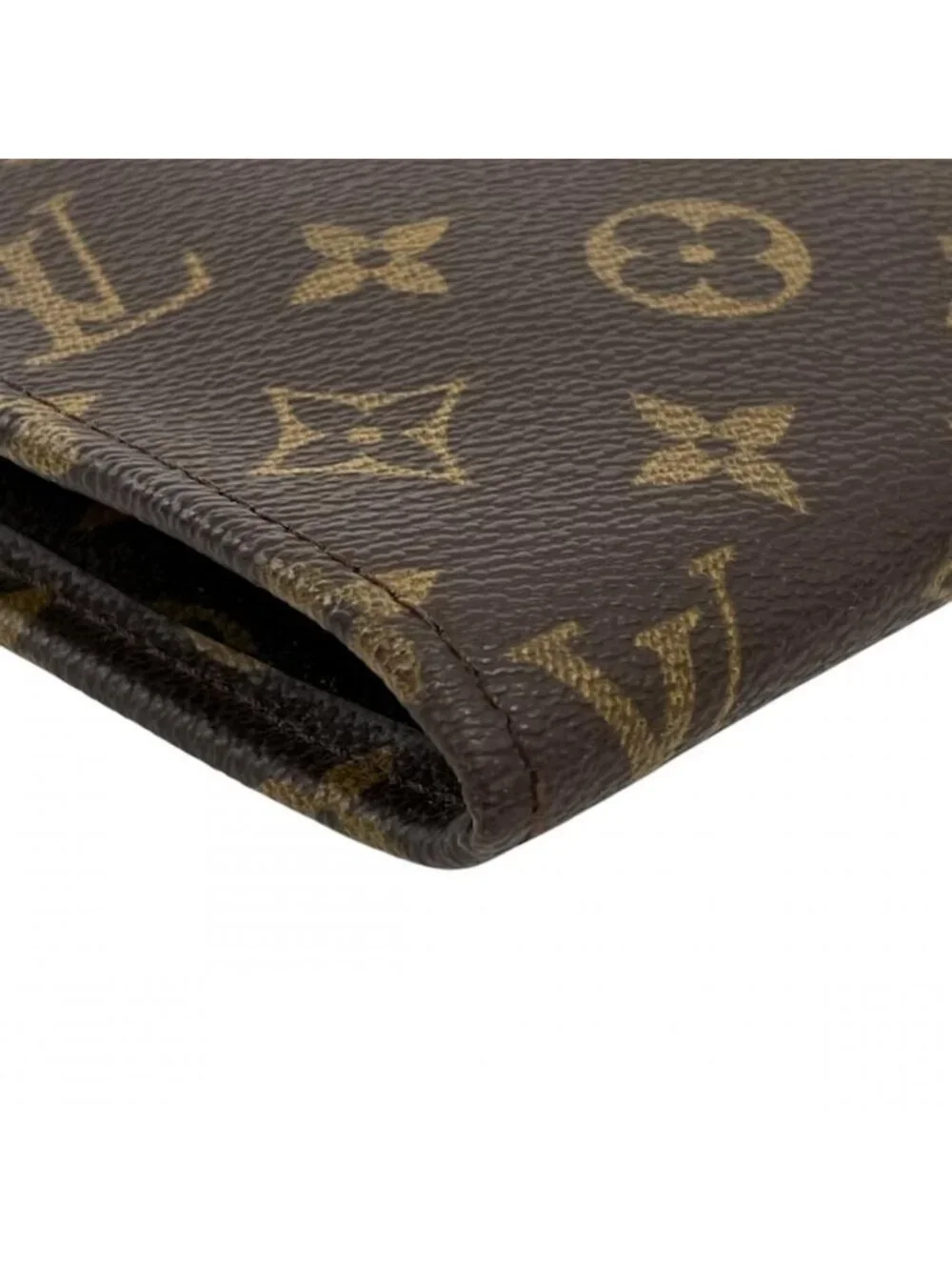 Louis Vuitton Clutch Monogram Poche Document Second Canvas Brown Gold